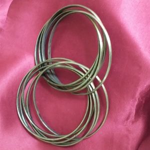 Set of Interlocking Brass Tone Bangle Bracelets